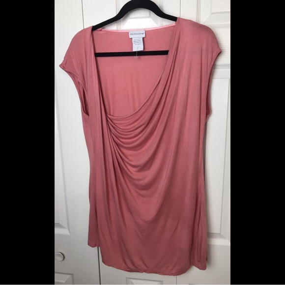 SOFT SURROUNDINGS Pink Jersey Knit Top Shirt Blouse Tunic Crossover Wrap VNeck - Picture 5 of 6